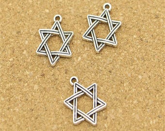 30pcs Star of David Charms Antique Silver Tone Findings Jewelry Making 20x14mm cf0596