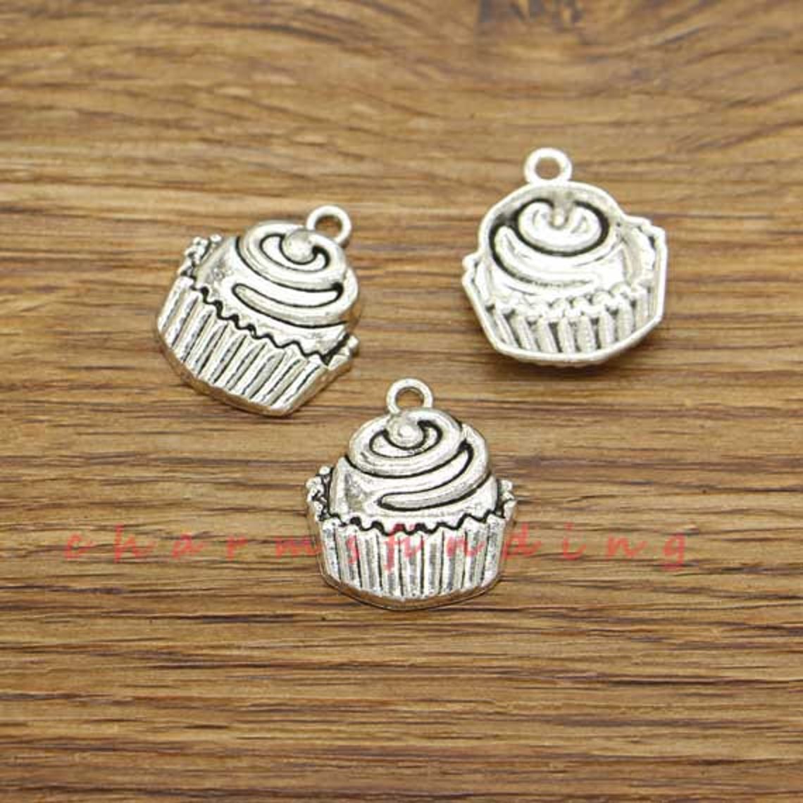 15pcs Cupcake Charm Cake Charms Antique Silver Tone 19x23mm Etsy