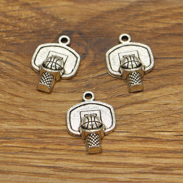 20pcs Basketball Hoop Charms Sports Charm Antique Silver Tone 20x14mm cf1260