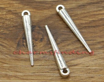 15pcs Spike Charms 3D Charms Antique Silver Tone 34x5mm cf0110