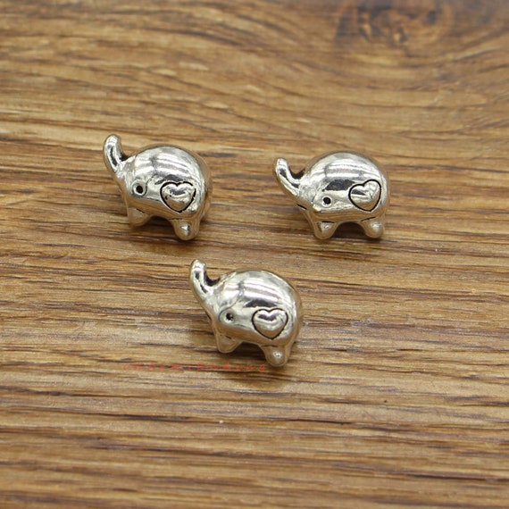 10pcs Silver Metal Elephant Beads Animal Bead Spacers Antique Silver Tone Beads 16x12x11mm 3.5mm-4mm hole approx cf3918