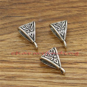 30pcs Bail Charm Holder Slider Charms Enhancer Charms Antique Silver Tone 11x15x7mm cf2589