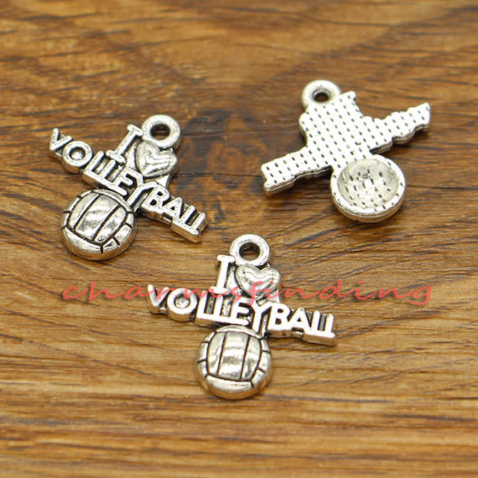 20pcs Volleyball Charms I Love Volleyball Charms Antique Etsy Singapore