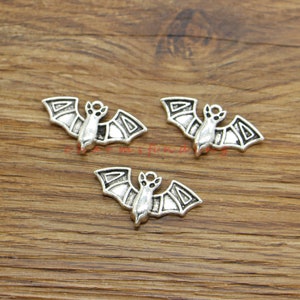 20pcs Bat Charms Halloween Charm Antique Silver Tone 29x15mm cf4561