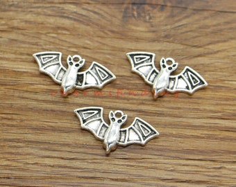 20pcs Bat Charms Halloween Charm Antique Silver Tone 29x15mm cf4561