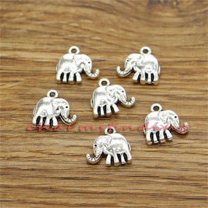 25pcs Baby Elephant Charms Animal Charm Antique Silver Tone 14x13mm cf3282