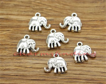 25pcs Baby Elephant Charms Animal Charm Antique Silver Tone 14x13mm cf3282