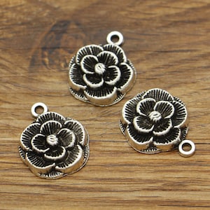 15pcs Plum Flower Charms Floral Charms Antique Silver Tone 18x21mm cf2477