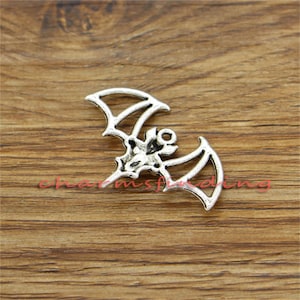 20pcs Bat Charms Halloween Charm Antique Silver Tone 33x23mm cf3390