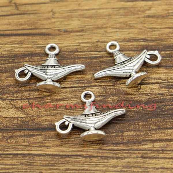 15pcs Genie Lamp Charms 2 Sided  Charms Antique Silver Tone 18x22mm cf1510