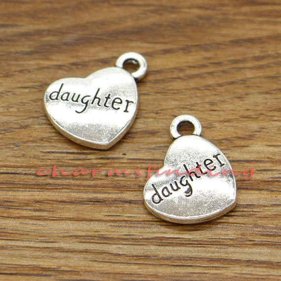 20pcs Daughter Charm Heart Daughter Charm Antique Silver Tone Etsy