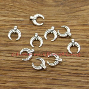 50pcs Moon Charms Crescent Moon Charms Antique Silver Tone 10x11mm cf3328