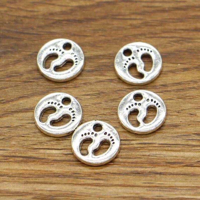 50pcs Baby Feet Charms Newborn Baby Charms Antique Silver Tone Etsy