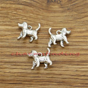 15 Stück Dackel Charme Hund Charms Antik Silber Ton 14 x 17 mm sf3446