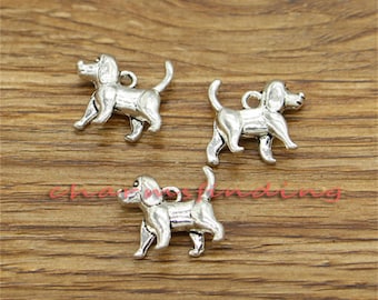 15pcs Dachshund Charm Dog Charms Antique Silver Tone 14x17mm cf3446