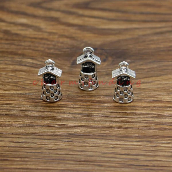 25pcs Well Charms Wishing Well 3D Double Sided Charms Antique Silver Tone 9x17x8mm cf4180