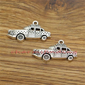 12 pezzi Taxi Charms Car Charms I Love New York Charms Argento Antico 17x33mm cf3334