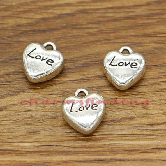 50pcs Heart Charms Tiny Mini Heart 3D Bulk Charms Love Word | Etsy