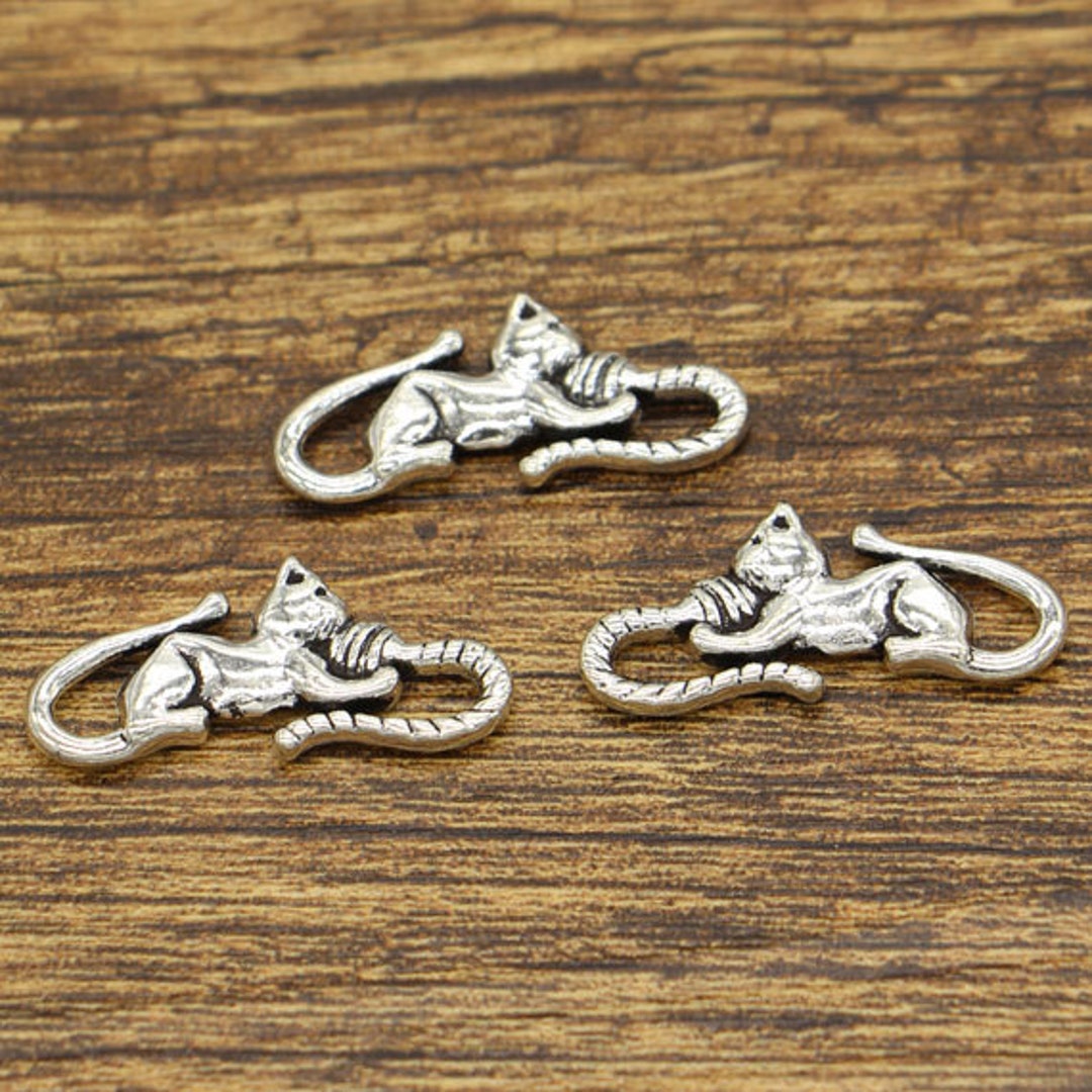 20pcs Cat Charm Connectors Cat and Yarn Charm Animal Charm Antique