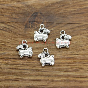 25pcs Goat Ram Charm Sheep Farm Animal Charms Antique Silver Tone 12x14mm cf4750