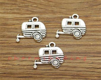 20pcs Camper Charms Trailer Caravan Charms Antique Silver Tone 19x17mm cf3679