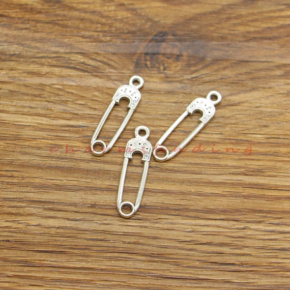 30pcs Safety Pin Charms Diaper Pin Baby Charm Jewelry Making Craft Antique  Silver Tone 8x30mm Cf4123 