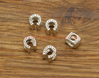 30pcs Horseshoe Good Luck U Shaped Beads Spacers Antique Silver Tone 10x9x8mm 4mm Hole cf4981