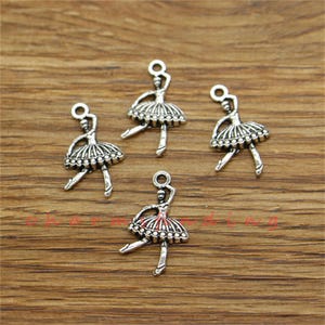 30pcs Ballerina Charms Dancer Ballet Charm Antique Silver Tone 13x22mm cf3497
