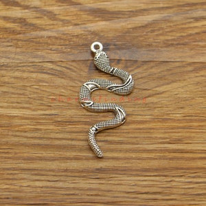 May include: Silver-toned snake charm pendant. The snake is coiled and has a detailed design.