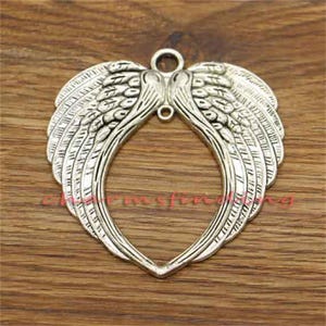 3pcs Huge Angel Wings Charm Pendant Antique Silver Tone 65x68mm cf0345