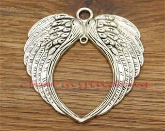 3pcs Huge Angel Wings Charm Pendant Antique Silver Tone 65x68mm cf0345