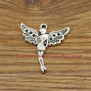 15pcs Large Fairy Charms Angel Charms Antique Silver Tone 29x32mm cf3108