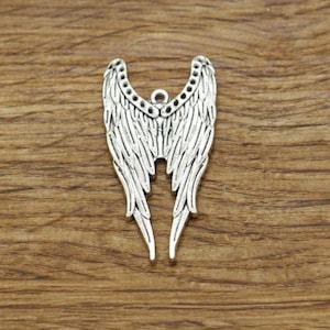 10pcs Large Wings Charms Angel Wing Antique Silver Tone 24x39mm cf0599