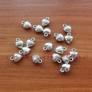 50 Stück Mini Herz Charms 3D Charms Antik Silber Ton 9x7mm cf0289