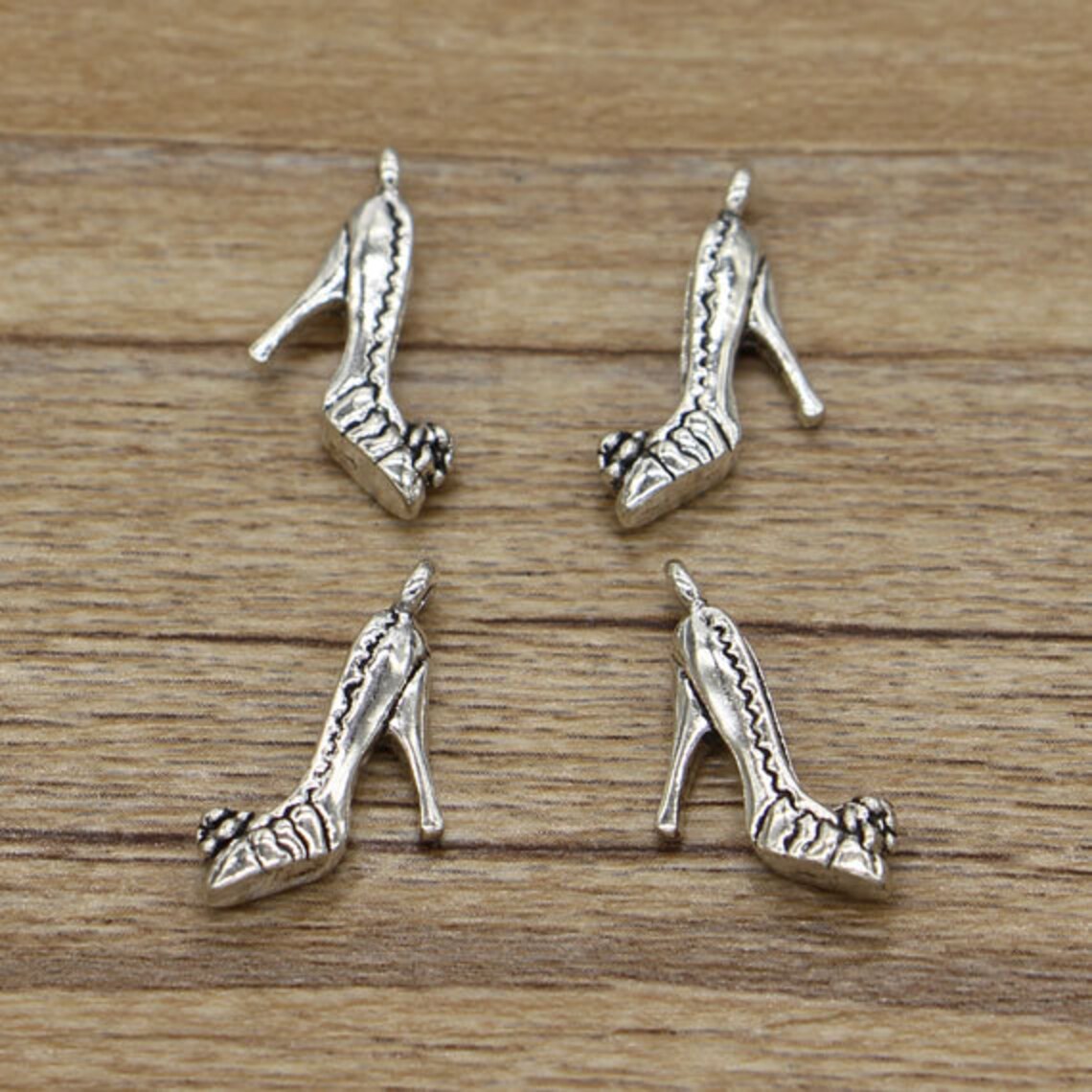 30pcs High Heel Shoe Charms 3D Charms Antique Silver Tone Etsy