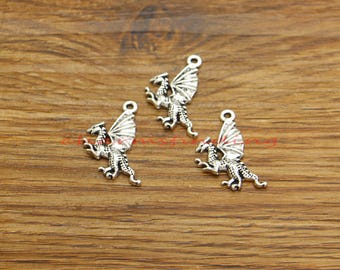 25pcs Baby Dragon Charms Animal Charms Mythical Antique Silver Tone 15x25mm cf5198