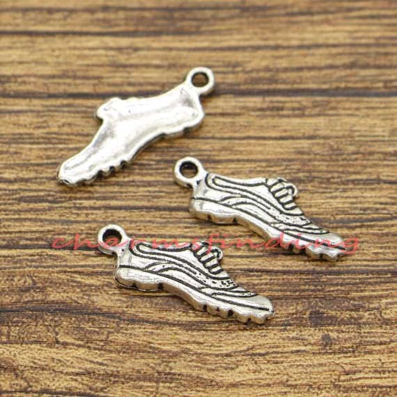 20pcs Sneaker Charms Running Gym Shoes Charm Antique Silver Etsy