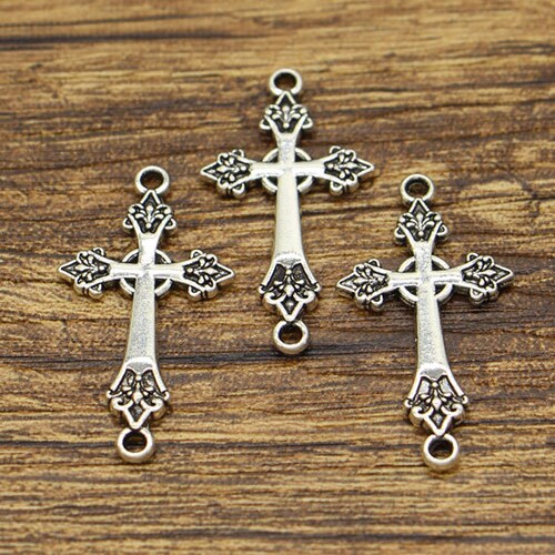 30pcs Cross Connectors Charms Religious Charms Antique Silver Etsy