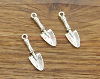 30pcs Spade Charms Garden Shovel 3D Tool Charms Antique Silver Tone 9x30mm cf5064