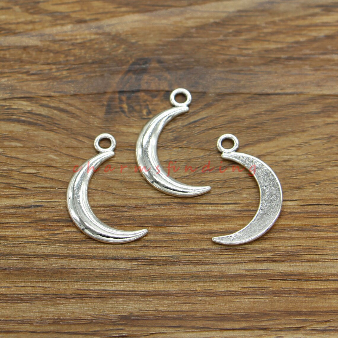 30pcs Moon Charms Crescent Moon Charms Antique Silver Tone Etsy
