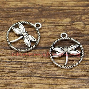 20pcs Dragonfly Charms Insect Charms Antique Silver Tone 20x23mm CF2972
