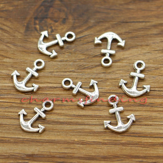 100pcs Anchor Charms Nautical Charms Small Size Antique Silver Etsy