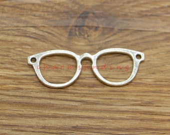 10pcs Eyeglasses Connectors Charms Spectacles Charm Glasses Charm Antique Silver Tone 19x55mm cf4615