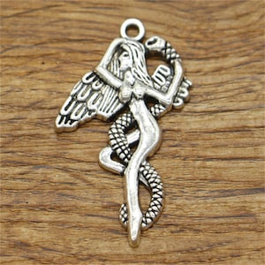 10pcs Large Fairy Charms Angel Charms Antique Silver Tone 26x41mm cf2105
