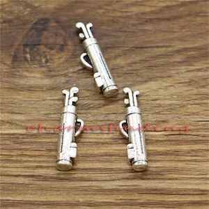 20pcs Golf Clubs Charms Golfer Charm Antique Silver Tone 6x23mm cf1792