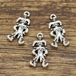 20pcs Jester Charms Clown Charms Antique Silver Tone 12x25mm cf2054