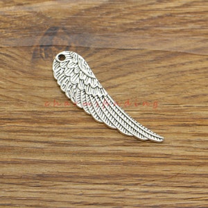 6pcs Large Angel Wings Charms Pendants Wings Charm Antique Silver Tone 14x51mm cf4421