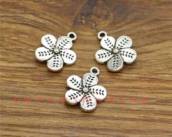 20pcs Daisy Flower Charms Floral Charms Antique Silver Tone 17x20mm cf3745