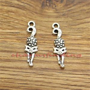 25pcs Fox Charms Animal Charms Antique Silver Tone 9x33mm cf3247