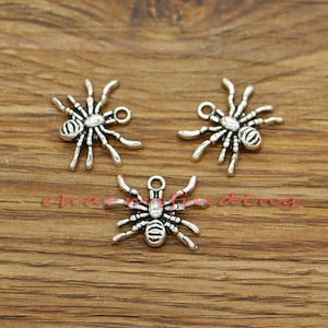 50pcs Spider Charms Halloween Charms Antique Silver Tone 19x15mm cf3407